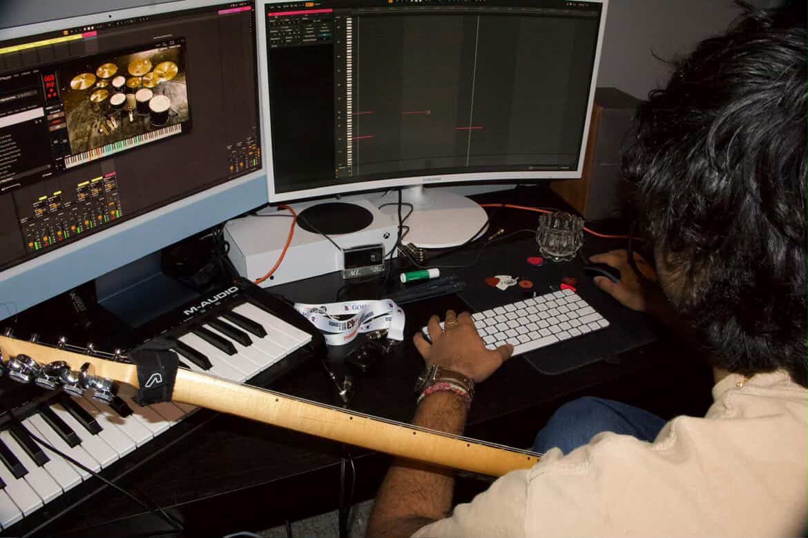 Uddhav 1080 working on music production